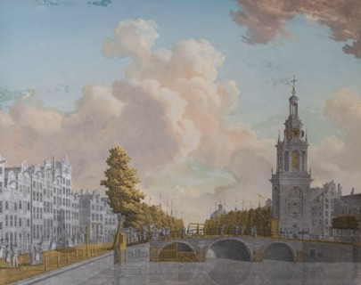 View of the Tower called Jan Roodenpoortstoren and the Singel Canal in Amsterdam, 1770-1814. Creator: Jonas Zeuner.