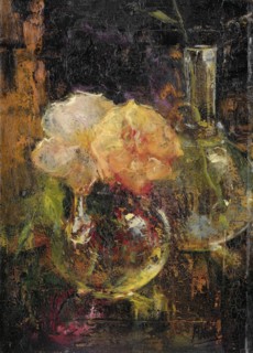 Yellow Roses in a Carafe, 1896. Creator: Menso Kamerlingh Onnes.