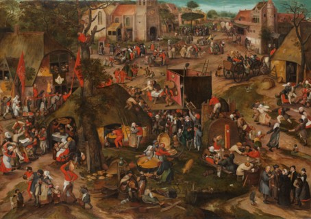 A Flemish Kermis with a Performance of the Farce ‘Een cluyte van Plaeyerwater’, c.1570. Creator: Peeter Baltens.