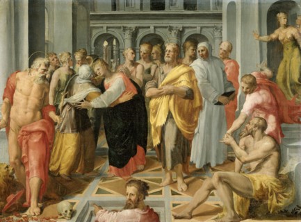 Visitation (Meeting of Mary and Elizabeth in the Presence of Saints Joseph and Jerome), 1550-1600. Creator: Pellegrino Tibaldi (circle of).