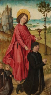 A Donor and his two Sons with Saint John the Evangelist, inner left wing of a triptych, c.1480-c.148 Creator: Master of the Saint Ursula Legend.