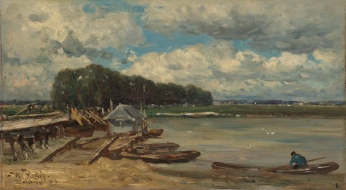 The bridge over the IJssel near Doesburg, 1889.  Creator: Willem Roelofs.