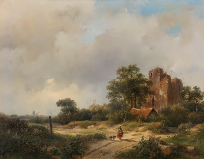 Landscape with the Ruins of Brederode Castle in Santpoort, 1844. Creator: Andreas Schelfhout.
