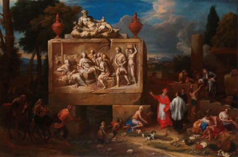 Fantasy landscape with St Charles Borromeo, c.1700-c.1720. Creator: Henry Ferguson.