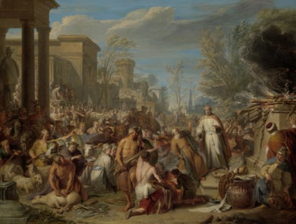 Jeroboam Sacrificing to the Idols, c.1704-c.1744. Creator: Jacques Ignatius de Roore.