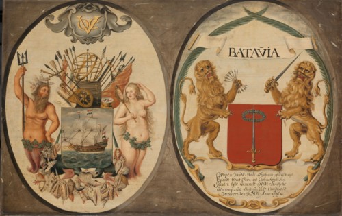 The Arms of the Dutch East India Company and of the Town of Batavia, 1651. Creator: Jeronimus Becx II.