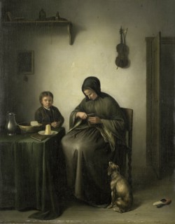 A Woman Slicing Bread, c.1800-c.1823. Creator: Johannes Christiaan Janson.