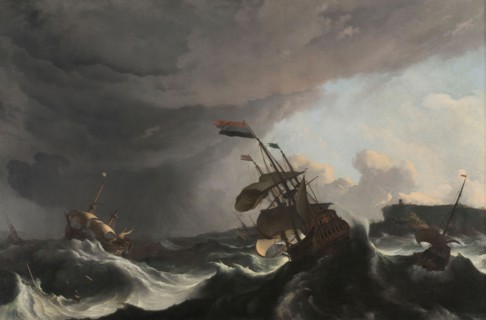 Warships in a Heavy Storm, c.1695. Creator: Ludolf Bakhuizen.