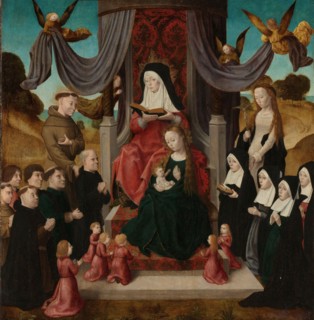 Virgin and Child with Saint Anne and Saints Francis and Lidwina, with Donors (Anna Selbdritt), c.149 Creator: Master of the Saint John Altarpiece.