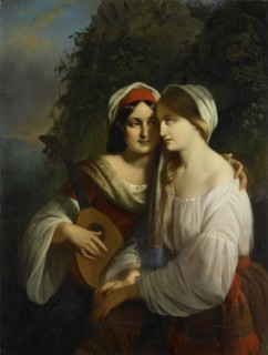 Two women in Italian costume, 1851.  Creator: Moritz Calisch.