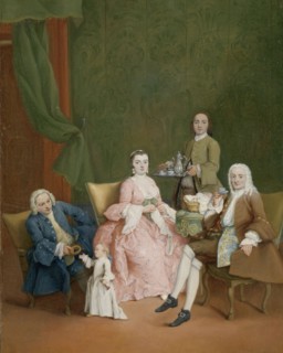 Portrait of a Venetian Family with a Manservant Serving Coffee, c.1752. Creator: Pietro Longhi.