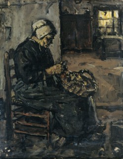 Peasant Woman Peeling Potatoes, 1875-1922. Creator: Suze Robertson.