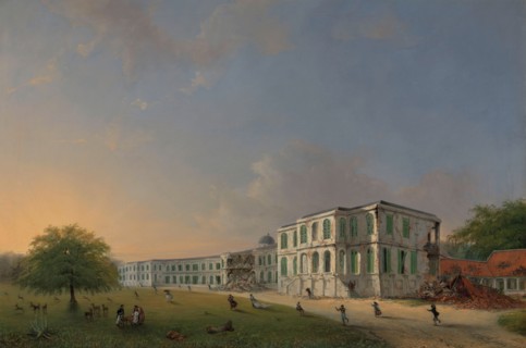 Front View of Buitenzorg Palace during the Earthquake of 10 October 1834, 1834-1836. Creator: Willem Troost II.