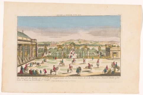 View of a riding school in a suburb of Vienna, 1700-1799.  Creator: Anon.