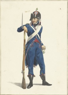 Member of the Rotterdam armed citizen force with a rifle, 1758-1805. Creator: Dirk Langendijk.