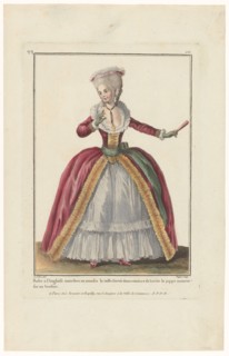 Gallery of French Fashions and Costumes, 1782, qq. 233: English dress with amadis (...), 1782. Creator: Dupin.