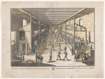 View of a fencing school, 1700-1799. Creator: Remondini family.
