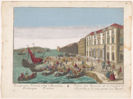 View of the Town Hall and the harbor in Marseille, 1700-1799. Creator: Remondini family.