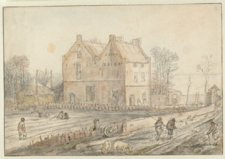 View of a Country House with Sowers in the Field, c.1610-c.1615. Creator: Hendrick Avercamp.