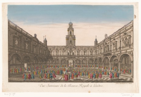 View of the interior of the Royal Exchange in London, 1745-1775. Creator: Unknown.