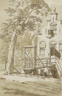 Bridge in front of a house with a stepped gable, c.1783-c.1797. Creator: Johannes Huibert Prins.