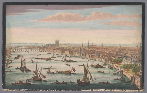 View of the River Thames and the City of London viewed from the northwest side, 1733-1779. Creator: Anon.