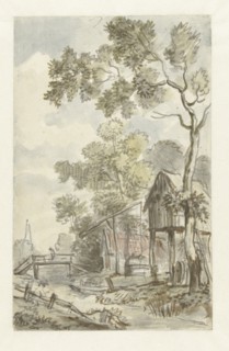 Design for wallpaper painting with a Dutch landscape, c.1752-c.1819. Creator: Juriaan Andriessen.