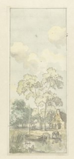 Design for wallpaper painting with a Dutch landscape, c.1752-c.1819. Creator: Juriaan Andriessen.