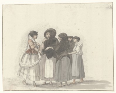 Traditional costumes of the island of Gozo, 1778. Creator: Louis Ducros.