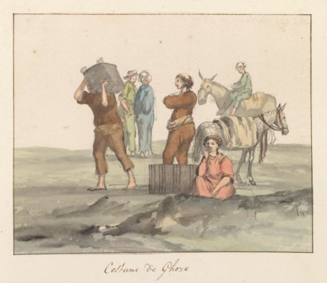 Traditional costumes of the island of Gozo, 1778. Creator: Louis Ducros.
