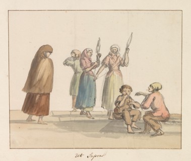 Traditional costumes of the island of Gozo, 1778. Creator: Louis Ducros.
