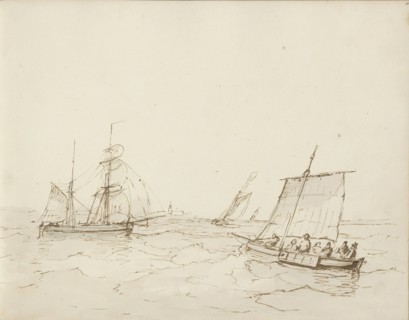 Sailing ships at sea, c.1825-c.1875. Creator: Circle of Petrus Johannes Schotel.