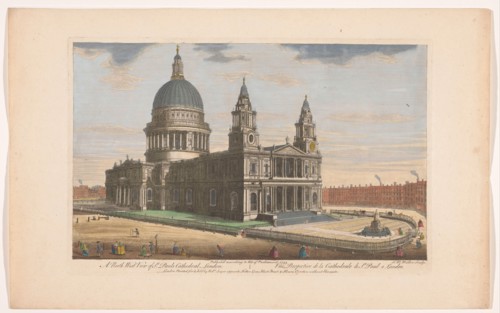View of Saint Paul's Cathedral in London seen from the northwest side, 1753. Creator: Johann Michael Muller.