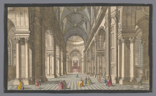 View of the interior of Saint Paul's Cathedral in London, 1753. Creator: Johann Michael Muller.