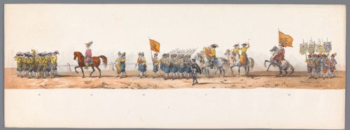 Historical parade at the second centenary of the Utrecht University, 1836 (plate 7), 1837. Creator: Victor Adam.