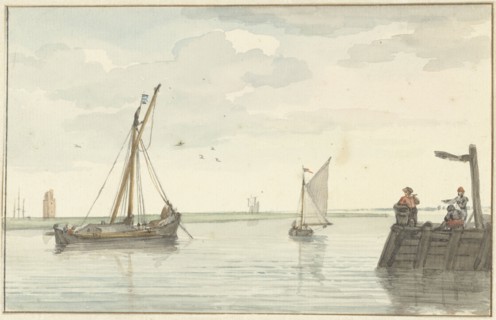 The stone fire beacon and the harbor head of Durgerdam, 1756. Creator: Aert Schouman.