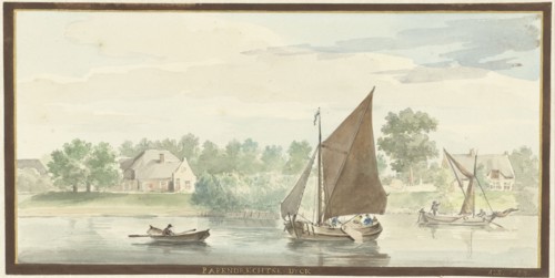 Sailing ship on the Beneden Merwede at the Papendrechtse Dijk, 1729. Creator: Aert Schouman.