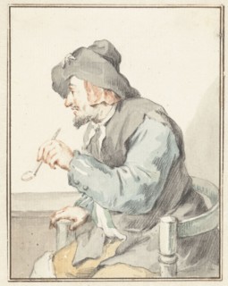 Piping man in a chair, to the left, 1720-1792. Creator: Aert Schouman.