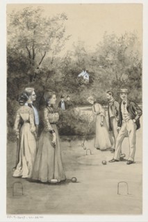 Men and women play croquet, 1905 or earlier.  Creator: Anna Maria Kruijff.