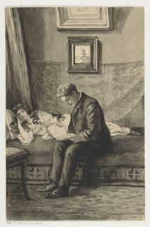 Young man reading to a girl, 1905 or earlier.  Creator: Anna Maria Kruijff.