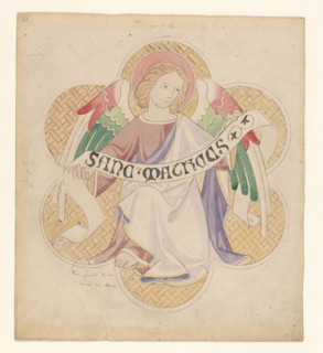 Design for embroidery: angel, symbol of St Matthew the Evangelist, c.1850-c.1875. Creator: Hardman & Co..