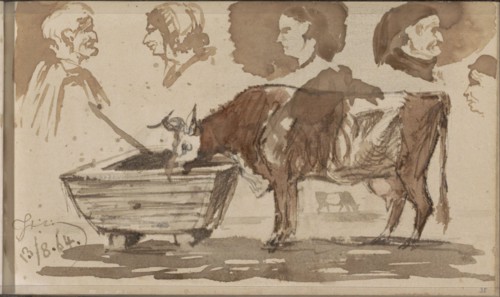 Cow at a trough, 1864. Creator: Johannes Tavenraat.