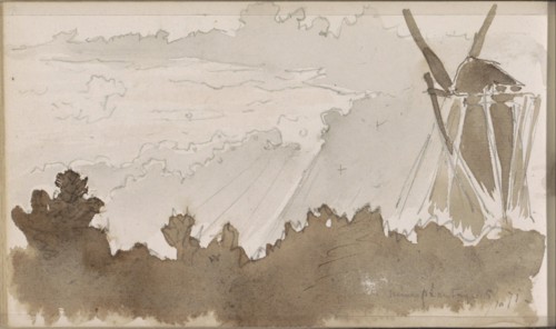 Windmill on the road to the plantation, 1871. Creator: Johannes Tavenraat.