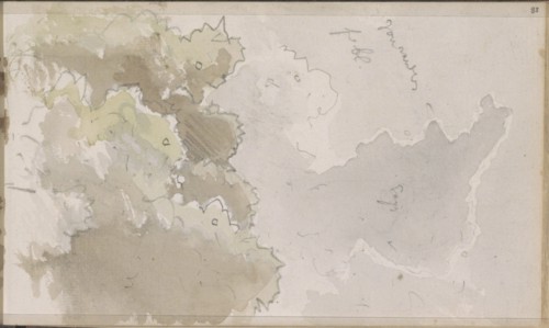 Cloudy sky above a few treetops, 1864-1880. Creator: Johannes Tavenraat.
