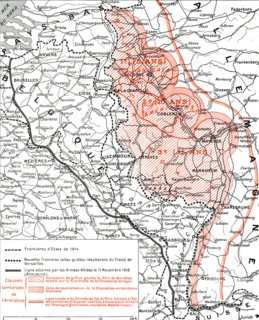'L'Execution de L'Armistice; Les territoires que rendit ou livra aux allies la defaite..., 1918. Creator: P Pollacchi.