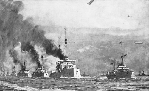 'Le Reddition de la Flotte Allemande; le 21 novembre 1918, a midi, les grands navires de..., 1918. Creator: Norman Wilkinson.