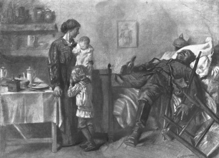 'Le Grossier Envahisseur; L'epreuve de chaque jour de la femme Francaise en pays..., 1914. Creator: Lucien Jonas.
