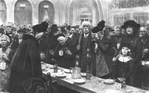 ''Rapatries a Evian; en ecoutant la "Marseillaise" on chante, on pleure, on prie…. !', 1917. Creator: J Simont.
