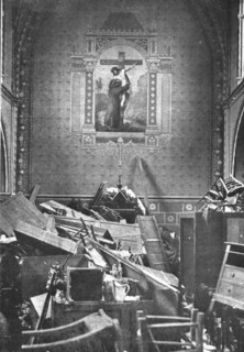 'Nos villes a sac; La chapelle d'un etablissement religieux de la rue Victor-Hugo, profanee', 1918. Creator: Unknown.