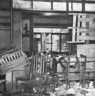 'Nos villes a sac; L'interieur d'une librairie: comment les Allemands se comporterent a..., 1918. Creator: Unknown.